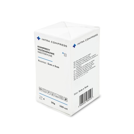 Kompres włókninowy 5x5cm, 30G, 4W, 100szt/op, niejałowy Intra Compress ICW/5x5/30/100