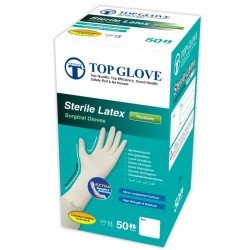 Rękawice chirurgiczne lateksowe pudrowane, jałowe Top Glove, 1 para