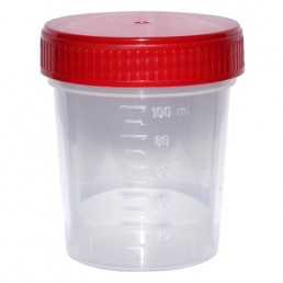 Pojemnik PP na mocz, z czerwoną zakrętką, jałowy 120ml, 1szt.