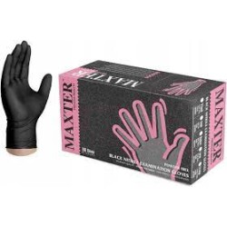Rękawice MAXTER, nitrylowe czarne, PF 100szt/op
