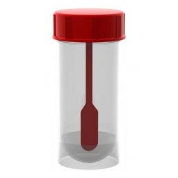 Pojemnik PP na kał, z czerwoną zakręconą zakrętką z łopatką, niejałowy 30ml, 1szt. Ref: 313117