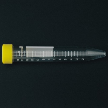 Probówka PS 15ml, 17x120mm stożkowodenna, skalowana, z żółtą nakrętką 50szt/op