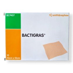 Opatrunek nasączony parafiną i chlorheksydyną BACTIGRAS (10x10cm), 10szt./op.