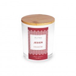 Świeca z wosku sojowego w szkle – JESIEŃ Kraków (palo santo – śliwka), 280ml