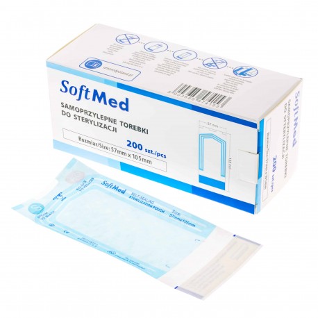 Torebki foliowo-papierowe Softmed (57x105mm) do sterylizacji, 200szt./op.