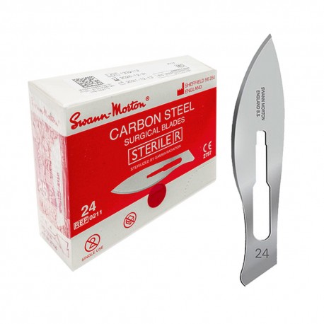 Ostrze chirurgiczne do skalpela Swann Morton nr 24, stal węglowa, 100szt./op. Ref: 0211