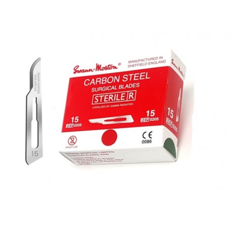 Ostrze chirurgiczne do skalpela Swann Morton nr 15, stal węglowa, 100szt./op. Ref: 0205