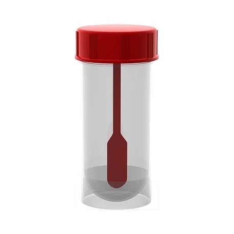 Pojemnik na kał PP z czerwoną nakrętką z łopatką, niejałowy, 30ml, 850szt./op.