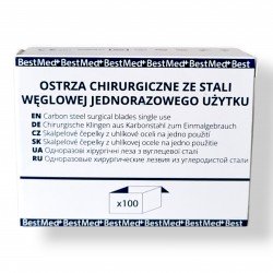 Ostrze chirurgiczne nr. 10 ze stali węglowej Bestmed, 100szt./op.