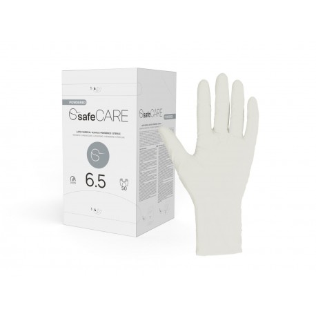 Rękawice chirurgiczne lateksowe SafeCare (rozm.6.5) - pudrowane, jałowe, 1 para