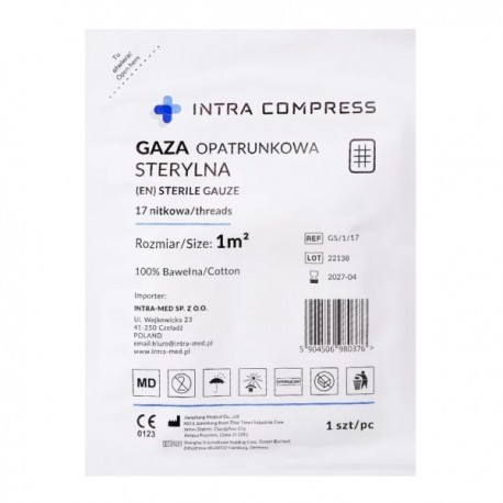 Gaza opatrunkowa, jałowa, 17N, 1m2
