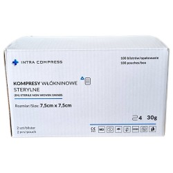 Kompres włókninowy Intra Compress (7,5x7,5cm) jałowy, 4W-30G, 100x2szt./op.