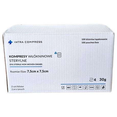 Kompres włókninowy Intra Compress (7,5x7,5cm) jałowy, 4W-30G, 100x2szt./op.