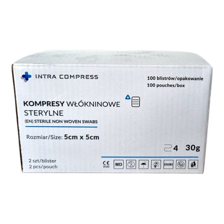 Kompres włókninowy Intra Compress (5x5cm) jałowy, 4W-30G, 100x2szt./op.