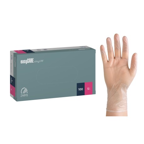 Rękawice winylowe, diagnostyczne easyCare (rozm. S), bezpudrowe, 100szt./op.