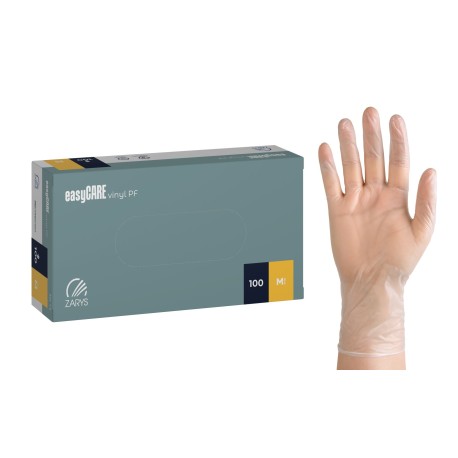 Rękawice winylowe, diagnostyczne easyCare (rozm. M), bezpudrowe, 100szt./op.