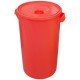 Pojemnik na odpady medyczne z pokrywą i uchwytem 60L Zarys czerwony, OKRĄGŁY