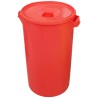 Pojemnik na odpady medyczne z pokrywą i uchwytem 60L Zarys czerwony, OKRĄGŁY