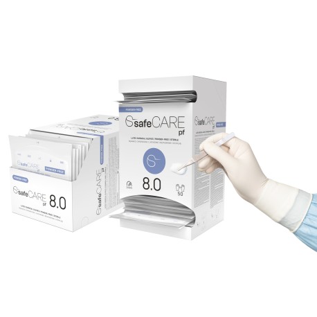 Rękawice chirurgiczne lateksowe SafeCare PF (rozm.8.0) - bezpudrowe, jałowe, 1 para