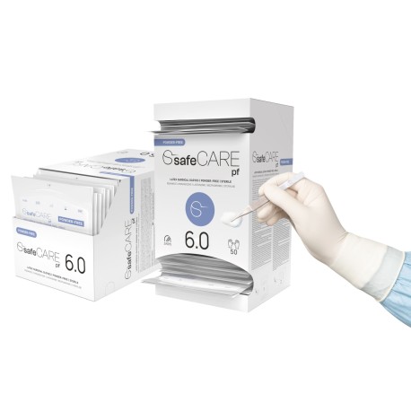 Rękawice chirurgiczne lateksowe SafeCare PF (rozm.6.0) - bezpudrowe, jałowe, 1 para