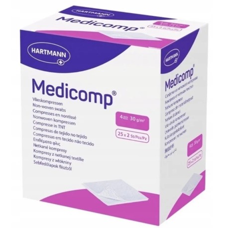 Kompres włókninowy Hartmann MEDICOMP, jałowy, 4W, 7,5x7,5cm, 2x25szt/op