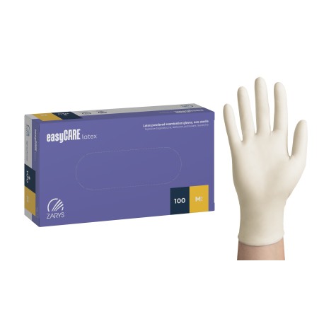 Rękawice lateksowe, pudrowane EasyCare Latex (Rozm. M), białe, 100szt./op.
