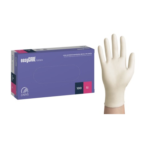 Rękawice lateksowe, pudrowane EasyCare Latex (Rozm. S), białe, 100szt./op.