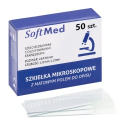 Szkiełko mikroskopowe, szlifowane Softmed (76x26mm) z matowym z polem do opisu, 50szt./op.