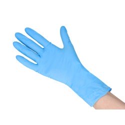 Rękawice nitrylowe bezpudrowe EasyCare Long (Rozm. M), przedłużony mankiet, niebieskie, 100szt./op.