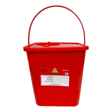 Pojemnik na odpady med., czerwony wiaderko kwadratowe, 5L, 1szt.