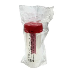Pojemnik na kał PP z czerwoną nakrętką, z łopatką, jałowy, 30ml, 600szt./op.