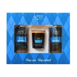 Apis MY HAPPINESS, Zestaw Świąteczny: żel pod prysznic 300ml + balsam 300ml + świeczka 70g