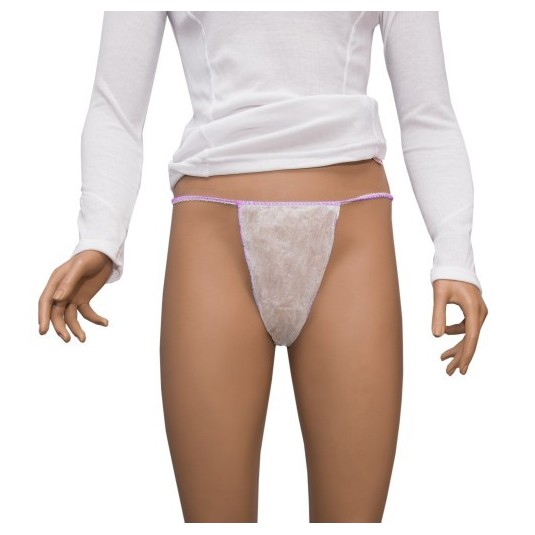 Stringi damskie PP białe (z niebieską/różową lamówką), 1szt.