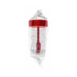 Pojemnik PP na kał z czerwoną nakrętką z łopatką, jałowy, 30ml, 1szt.