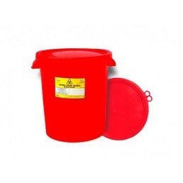 Pojemnik na odpady medyczne z pokrywą KDM 30L - Czerwony, 1szt.