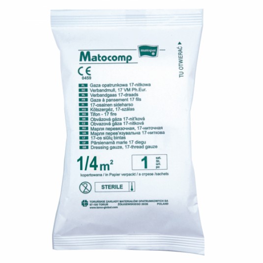 Gaza opatrunkowa, jałowa, 13nitkowa, 1/4m2
