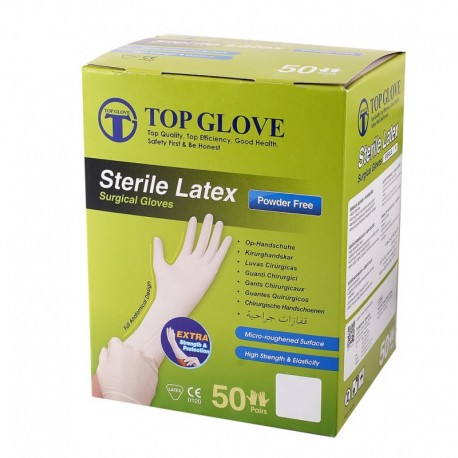 Rękawice chirurgiczne lateksowe bezpudrowane TOP GLOVE, 1para