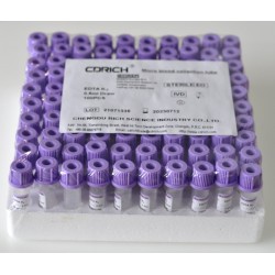 Probówka kapilarna, mikroporbówka z lejkiem EDTA K2 plast., CDR 0,5ml, 8x45mm, 100szt/op