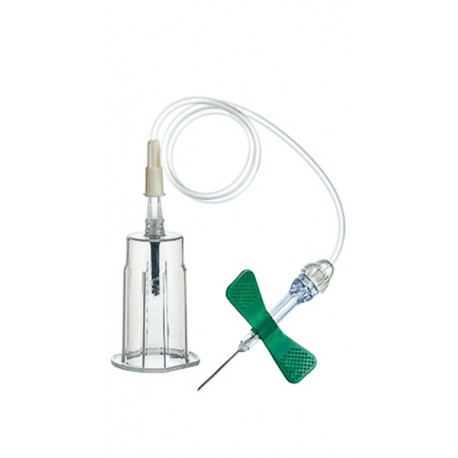 Bezpieczna Igła motylkowa GBO z holderem Vacuette (Grainer), 21G (0,8x19mm) z wężykiem 7,5” (19cm), ref:450085, 1szt.